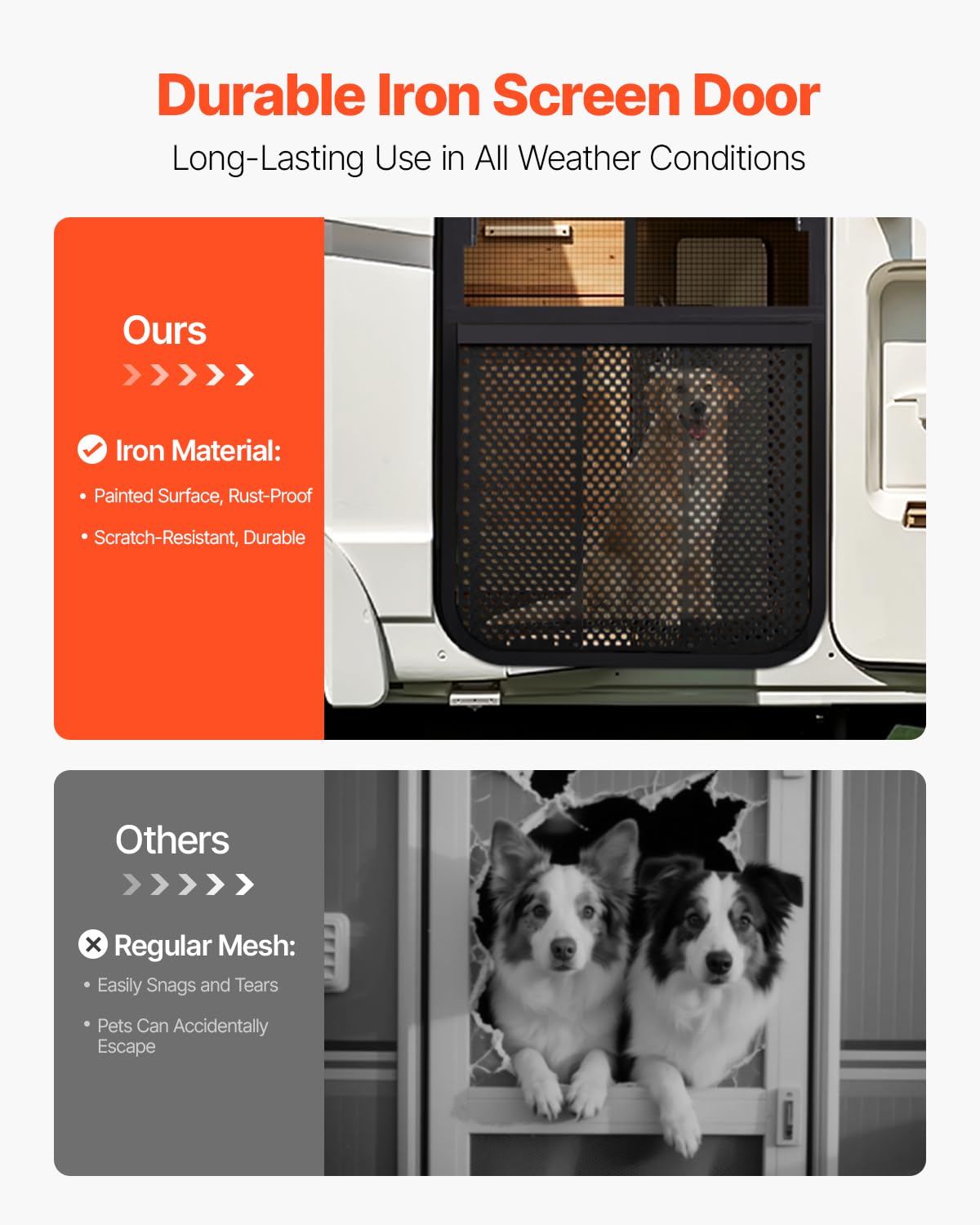 VEVOR installed on RV entry door providing pet protection and visibility