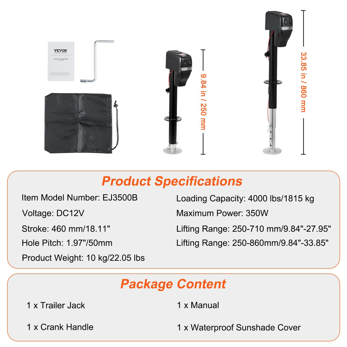 VEVOR installed on RV tongue lifestyle image demonstrating easier hitching and leveling