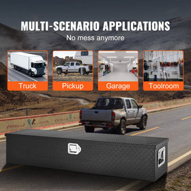 VEVOR toolbox installed on truck bed demonstrating secure fit