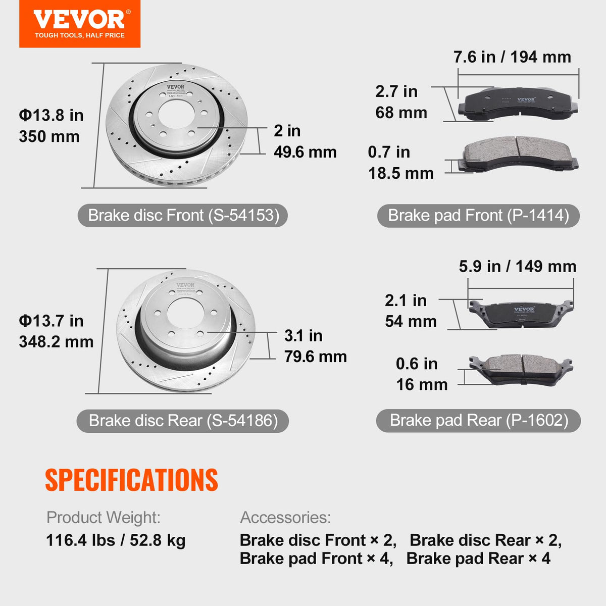 VEVOR installed rear on F-150 showing proper fit and balanced braking benefit