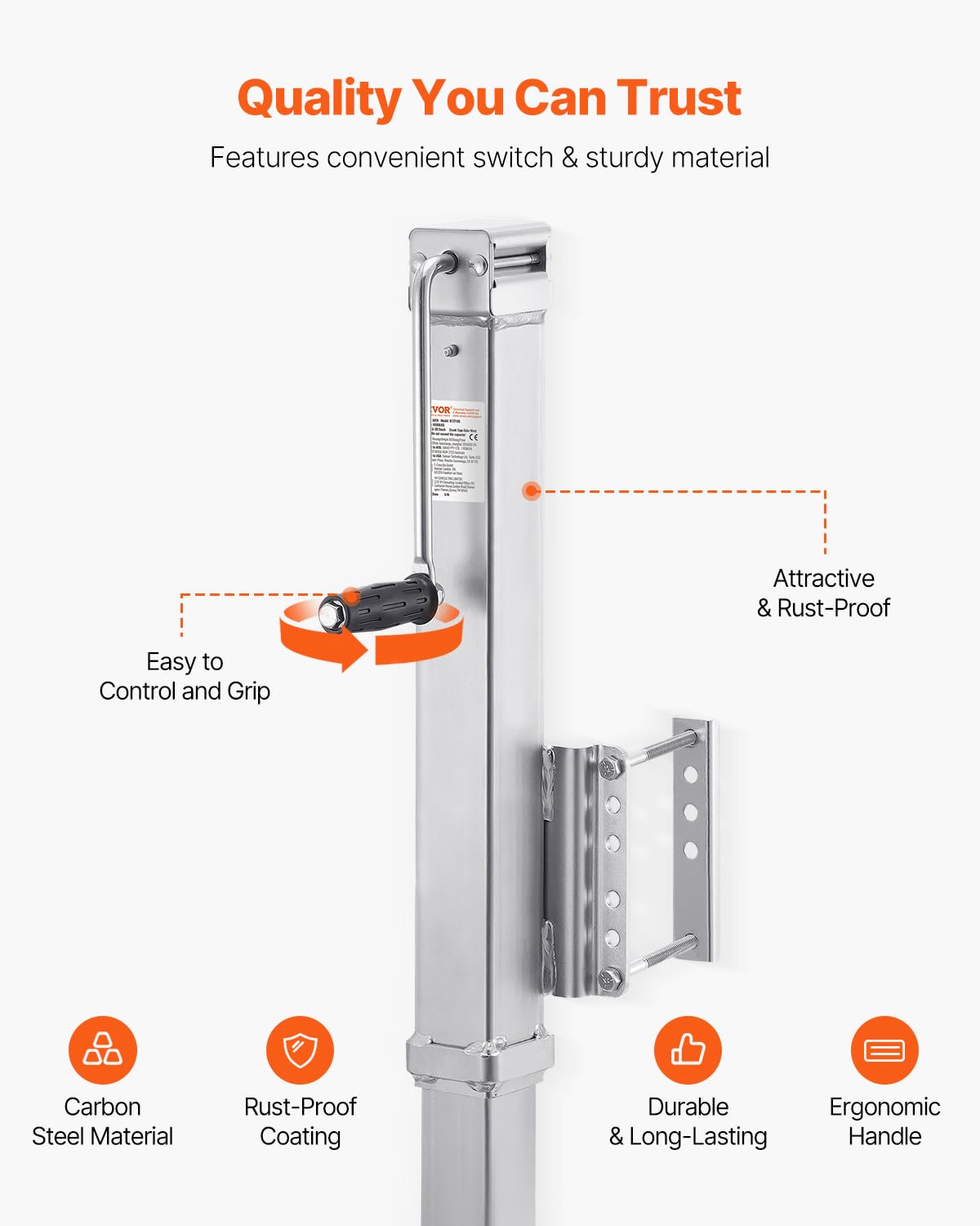 VEVOR galvanized finish close detail resisting rust for long-term outdoor protection benefit