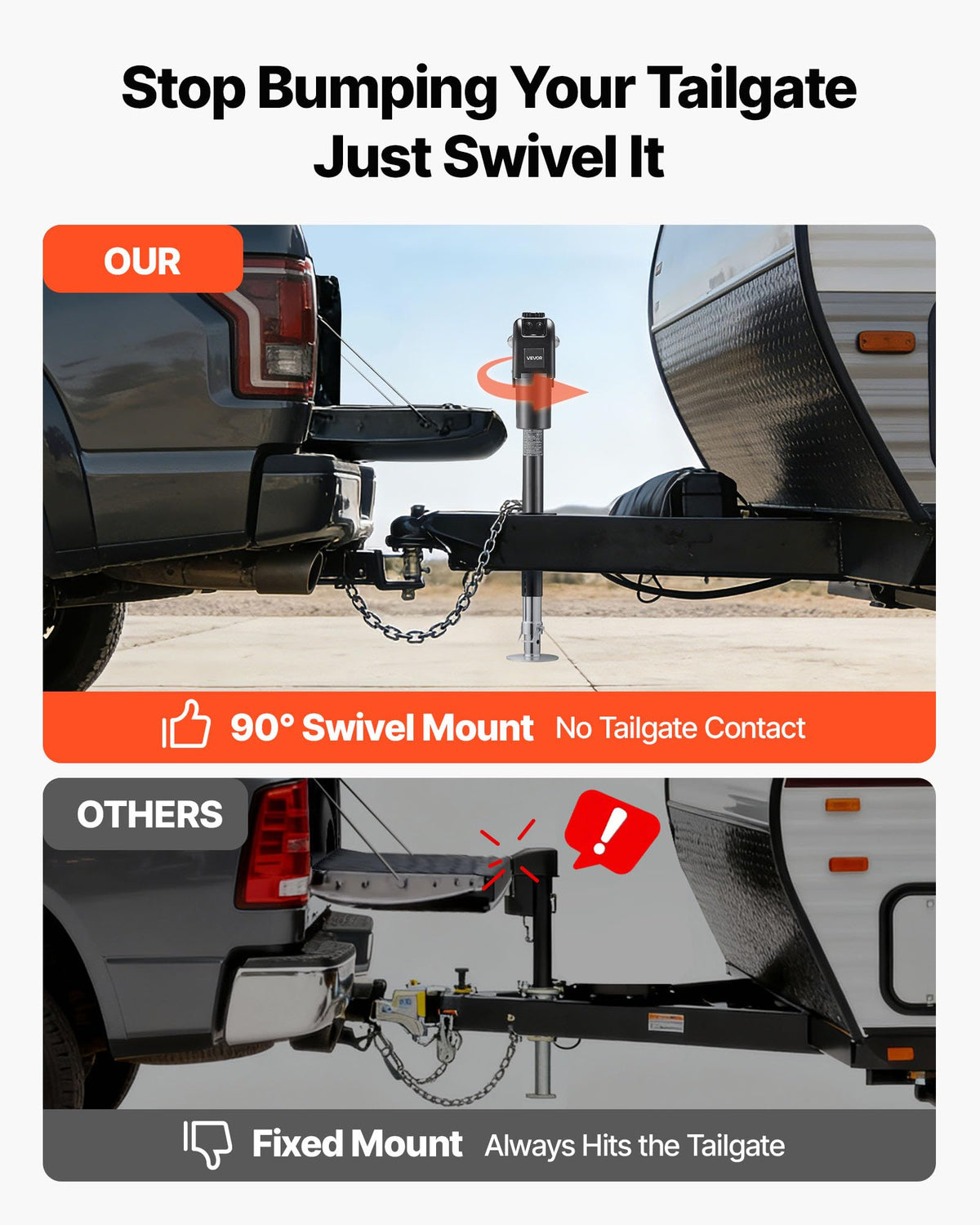 VEVOR jack LED work light illuminating hitch area showing improved visibility benefit