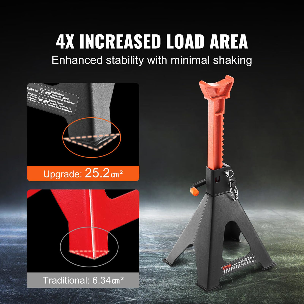 VEVOR height adjustment demo showing ratchet bar range from 14.2 to 23 inches benefit versatility