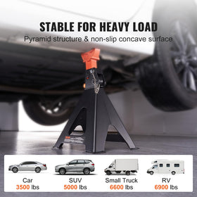 VEVOR packaged jack stands in box showing improved packaging for safe delivery benefit