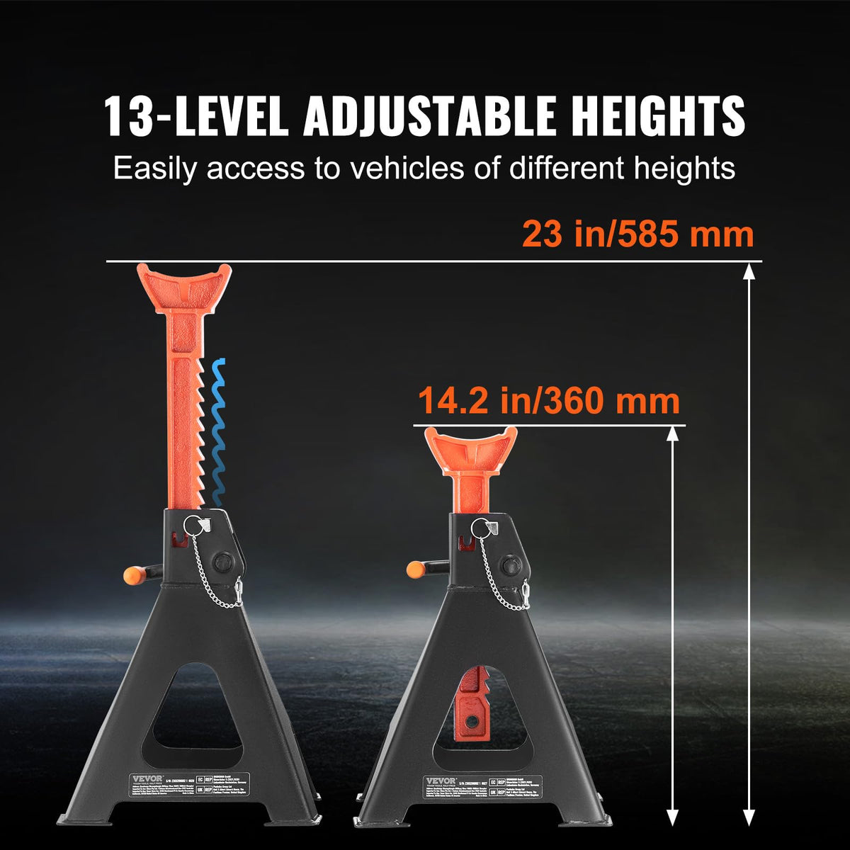 VEVOR metal safety pin closeup highlighting double-locking security benefit
