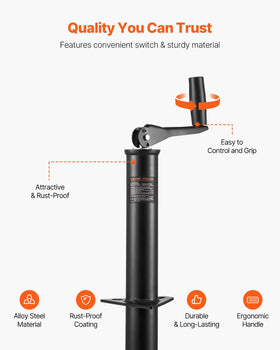 VEVOR jack folded in stowed position saving space and preventing damage during travel