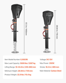 VEVOR jack with RV attached demonstrating stable lifting and leveling