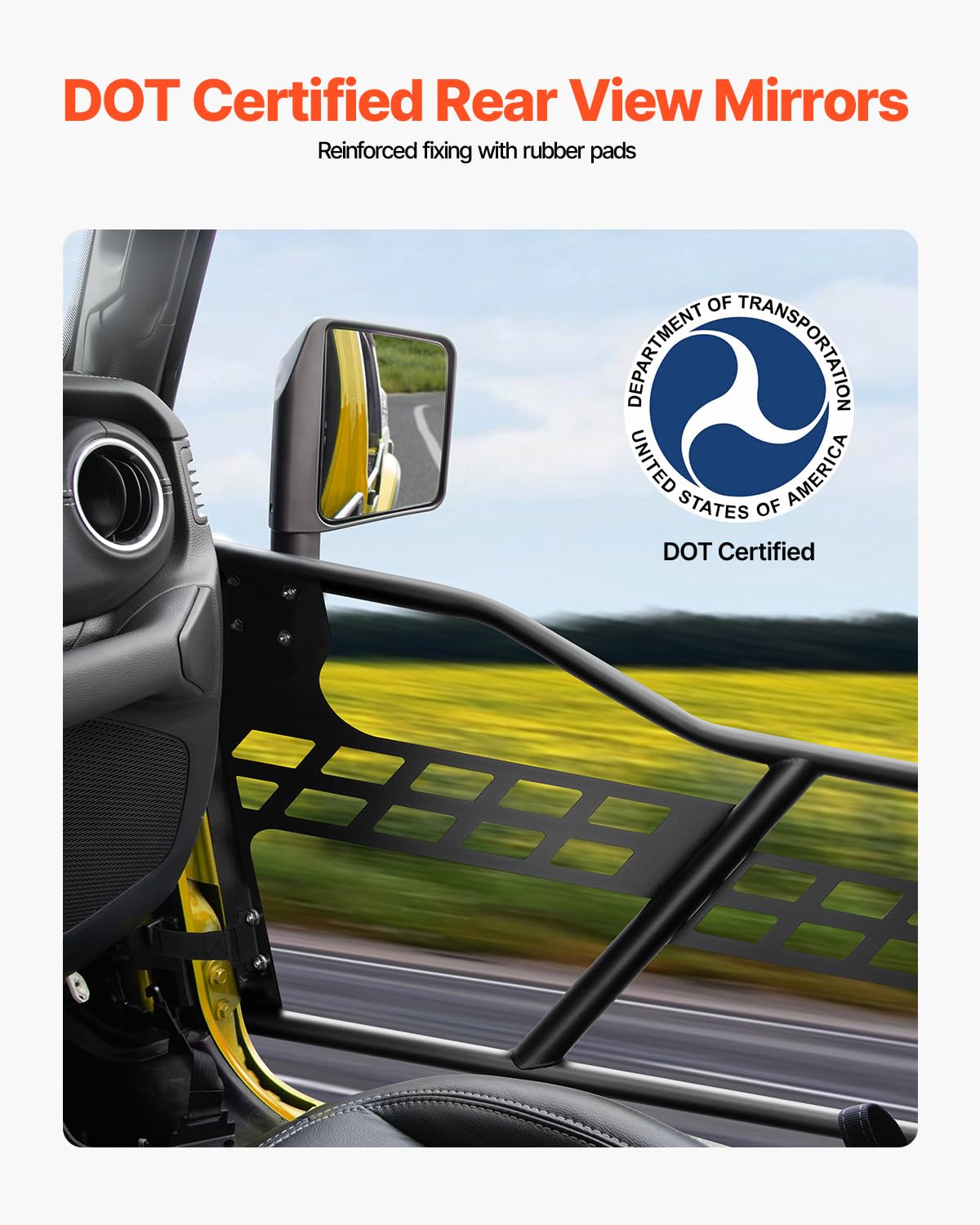 VEVOR DOT-certified mirror detail improving rear visibility and safety
