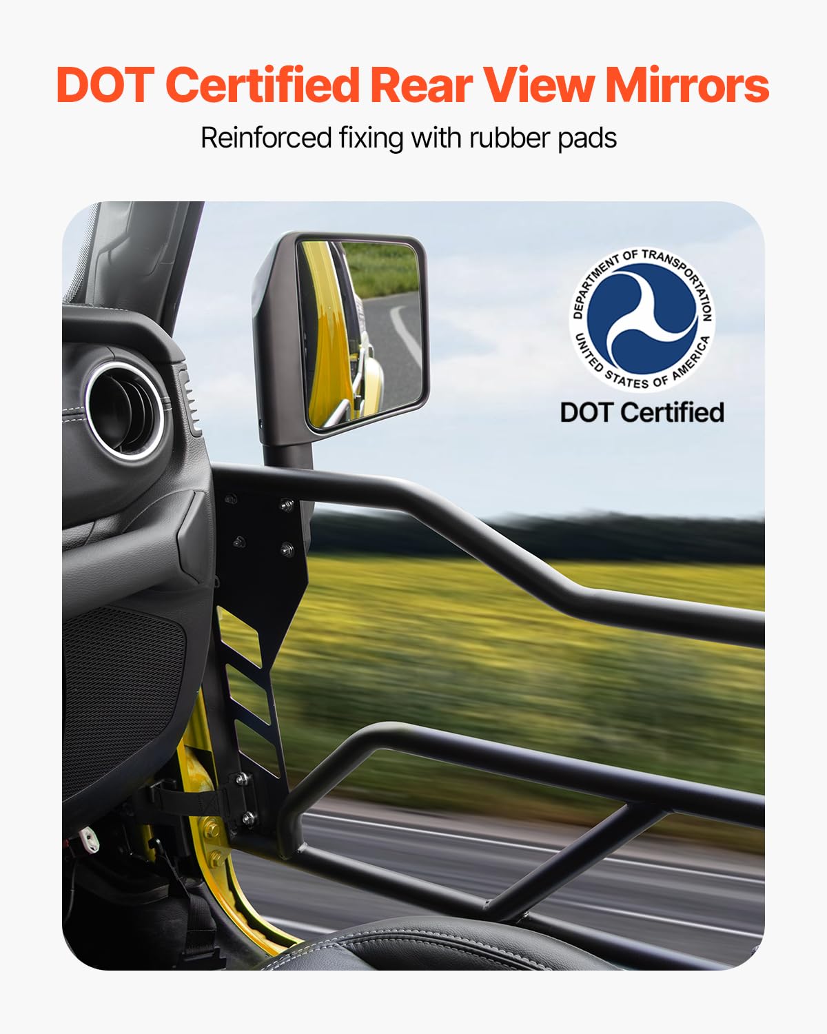 VEVOR DOT-certified mirror attached to tube door reducing blind spots