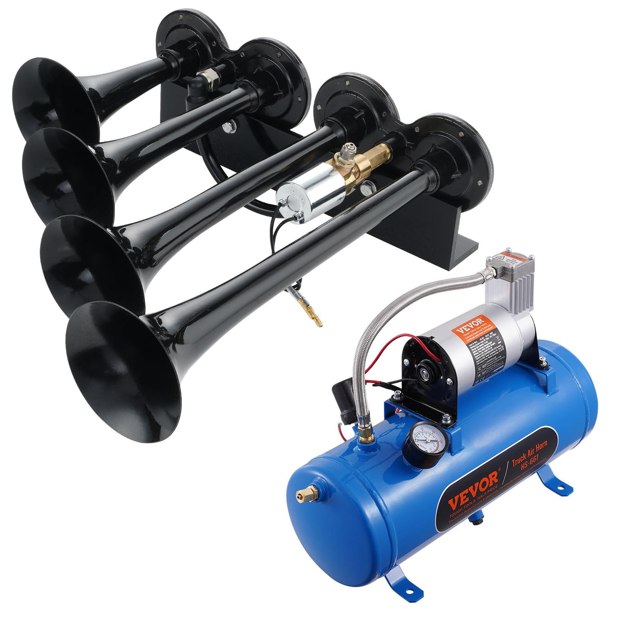 VEVOR kit unboxed with all components ready for universal 12V installation