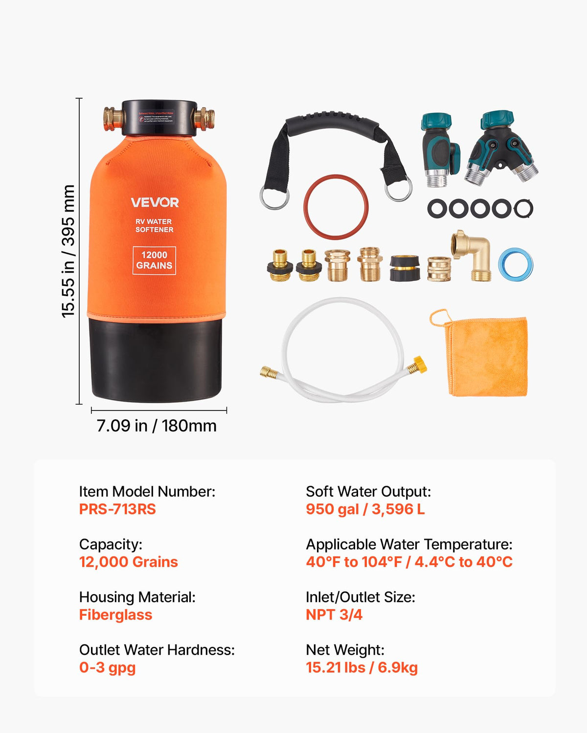 VEVOR product label and specs emphasizing clear information for correct setup