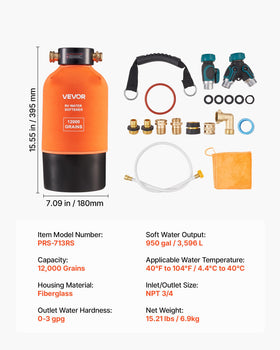 VEVOR product label and specs emphasizing clear information for correct setup