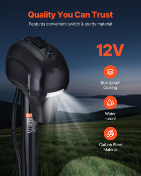 VEVOR LED work light illuminating coupler area for safer nighttime setup