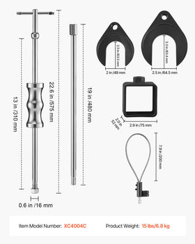 VEVOR length scale comparison with ruler shows deep-reach capacity