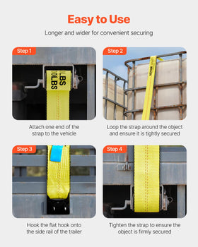 VEVOR strap laid beside ruler showing accurate 30-foot length