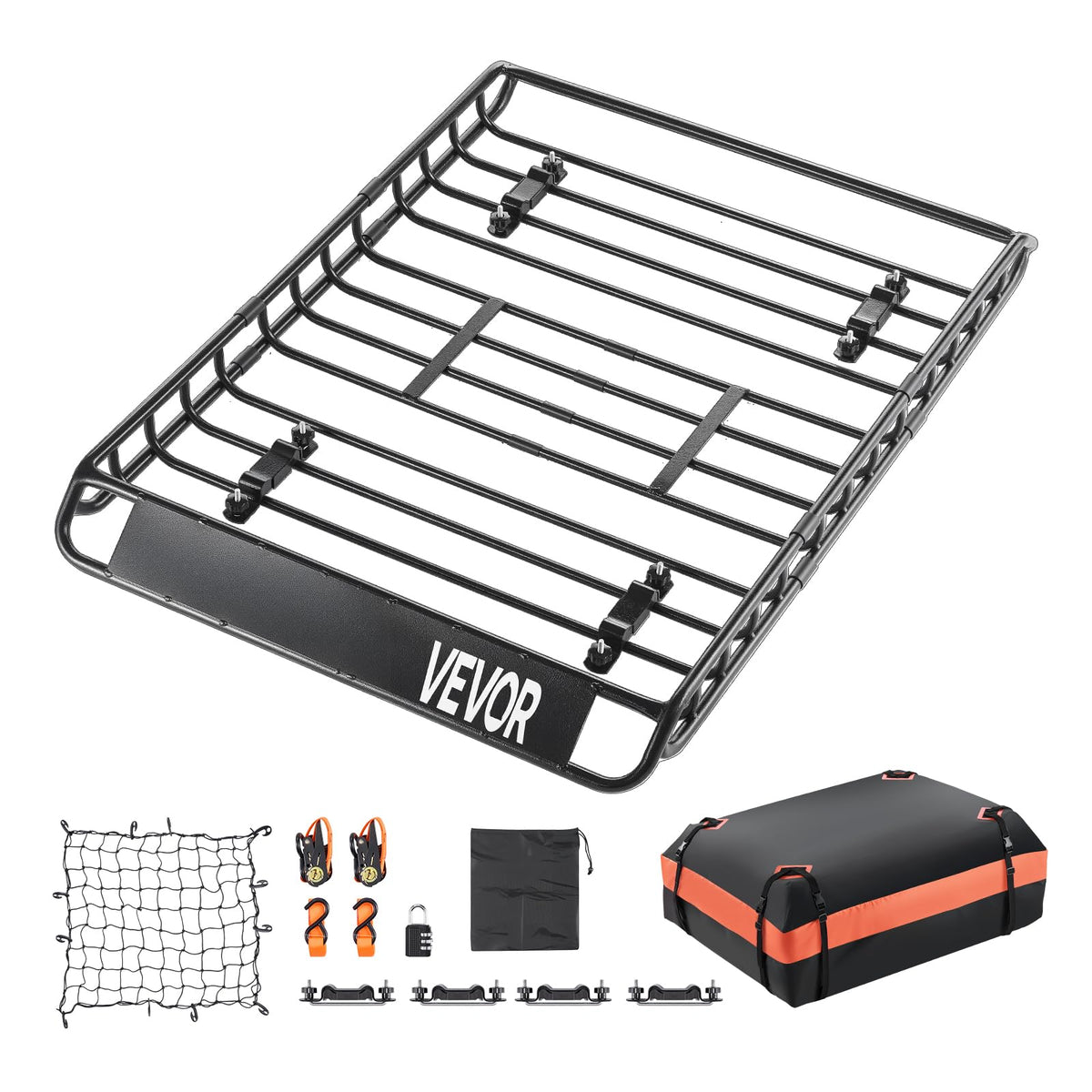 VEVOR rooftop camping setup with gear and tent benefit: ideal for road trips and outdoor use