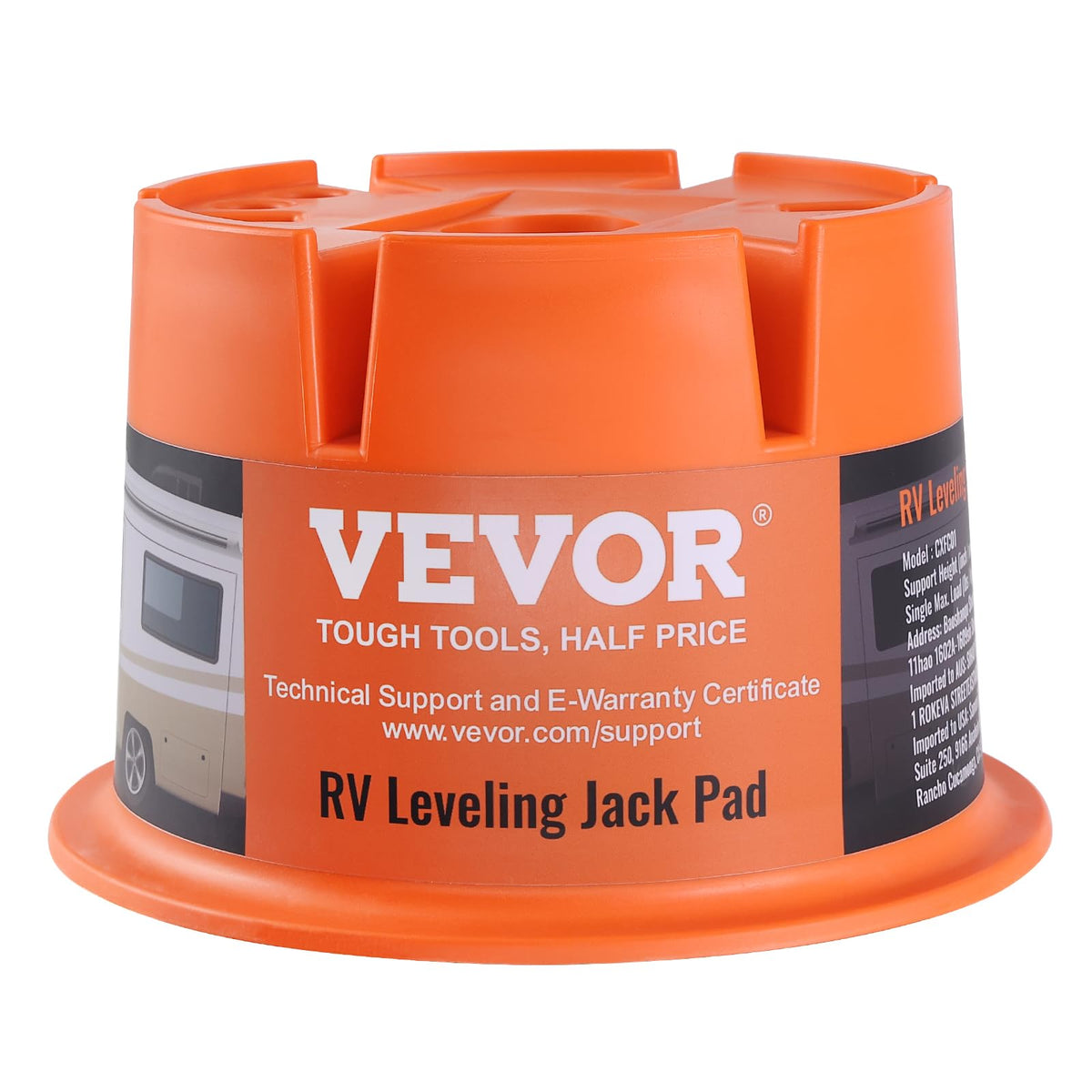 VEVOR lifestyle campsite setup with blocks stabilizing a camper for comfort