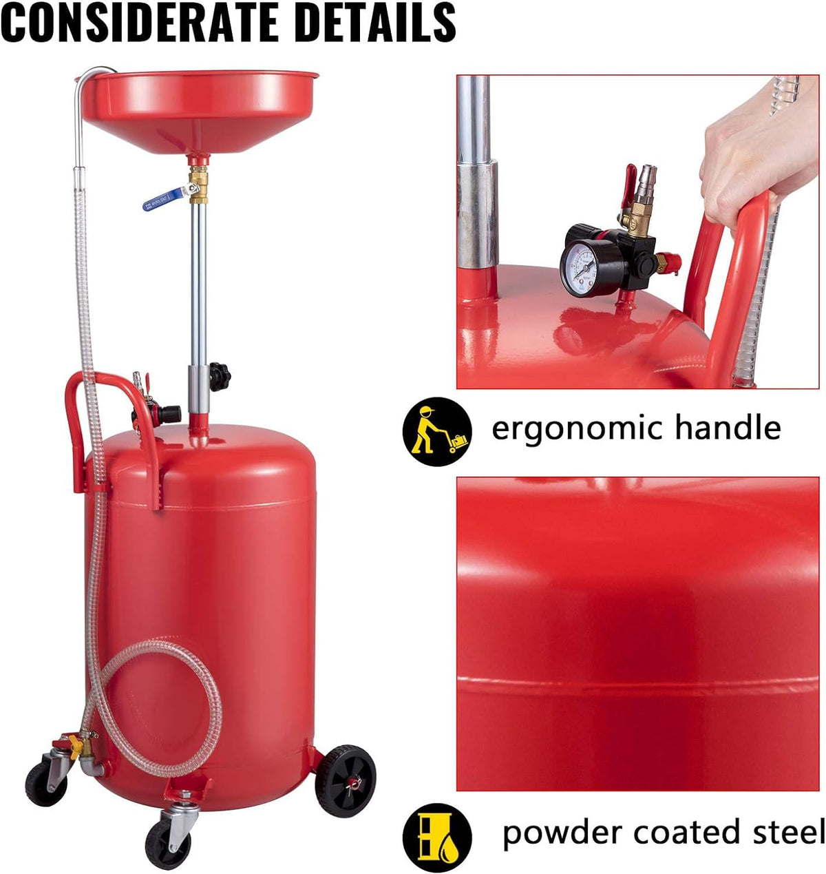 VEVOR in a garage setting collecting oil from a vehicle for efficient workflow