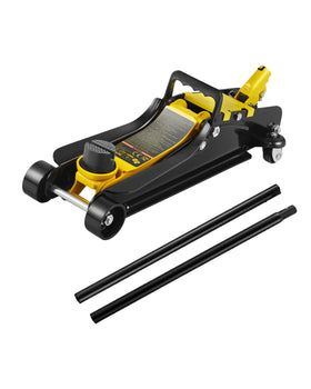 VEVOR floor jack lifting an SUV to showcase sturdy heavy-duty performance