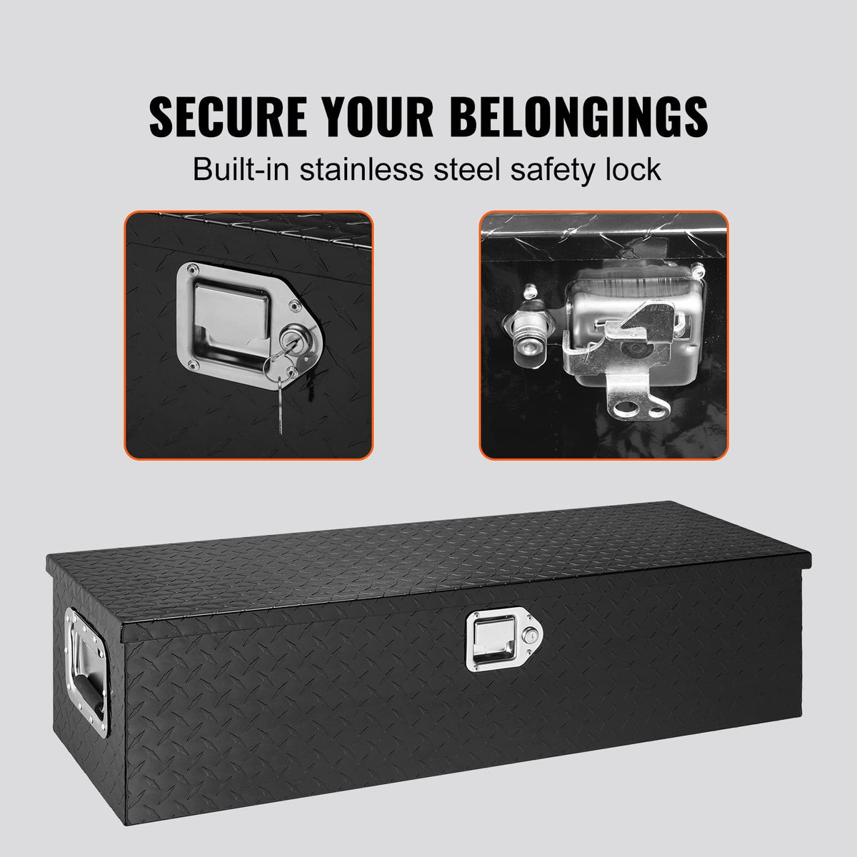 VEVOR stainless steel lock and two keys close-up offering theft deterrence