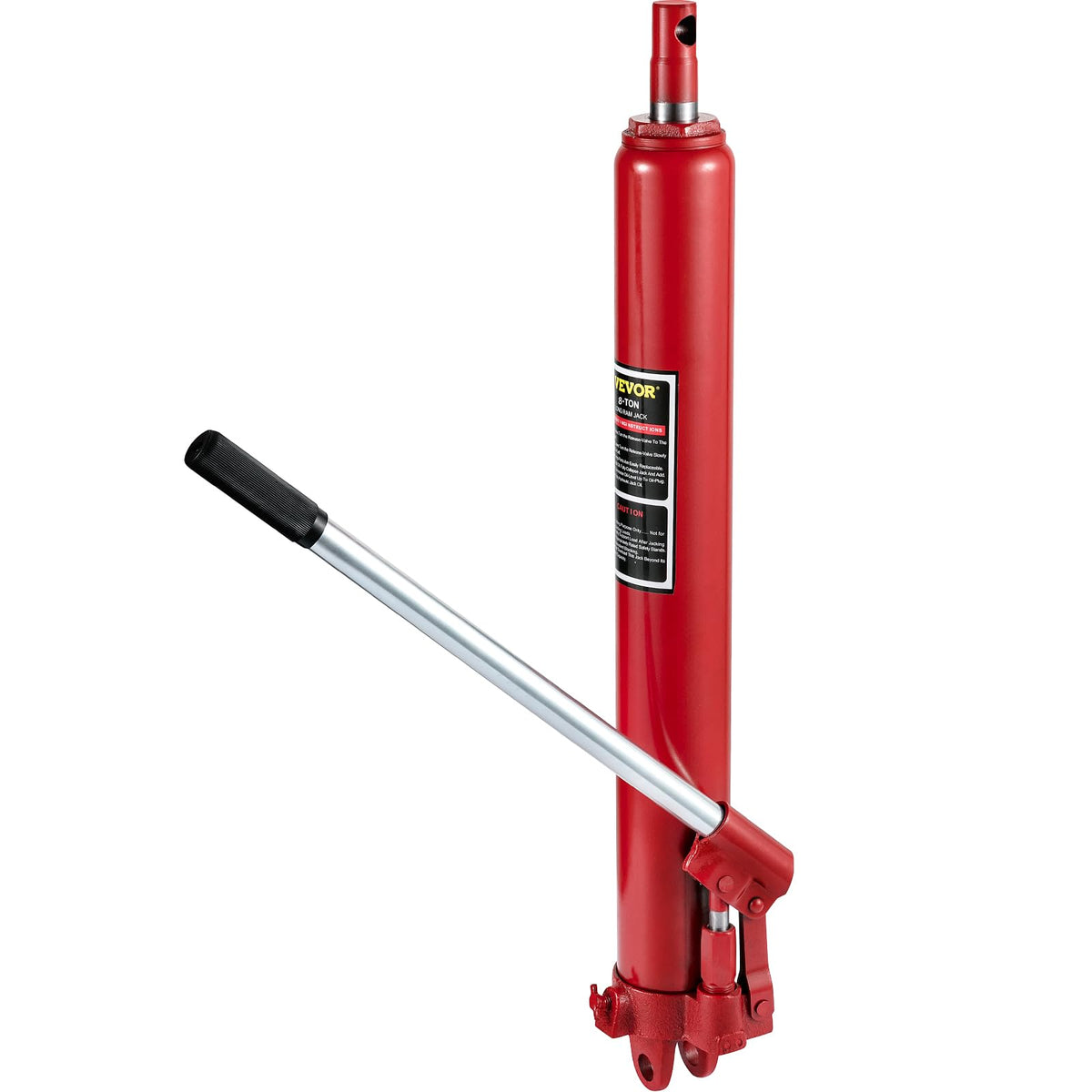 VEVOR long ram jack front view showing compact 8-ton capacity and robust build