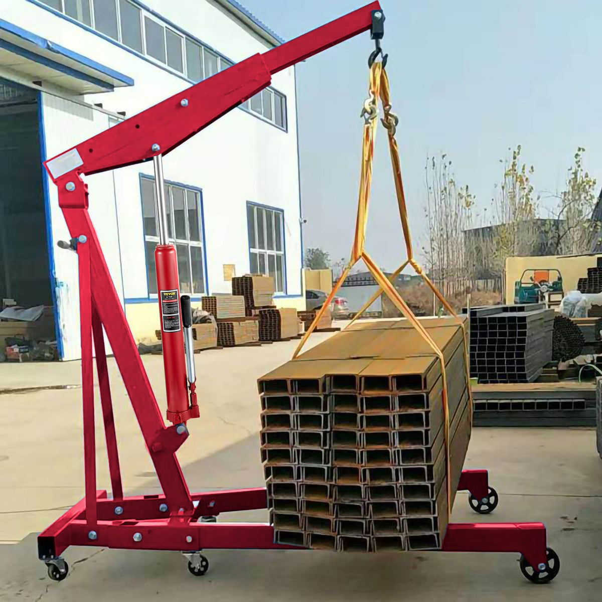 VEVOR package contents showing ram and handle ready for quick installation and use