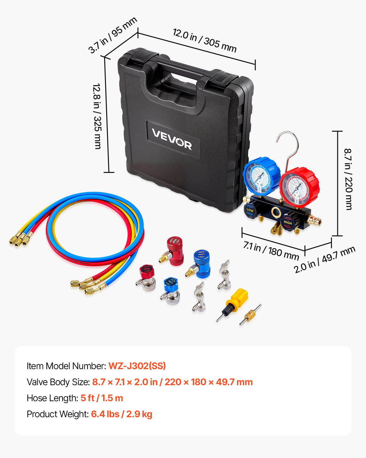 VEVOR manifold in use on vehicle AC indicating field-ready charging capability
