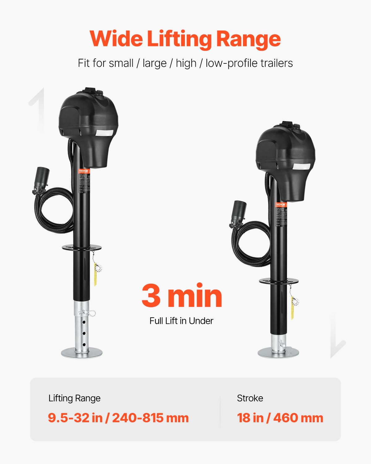 VEVOR manual crank handle attached for emergency use and dependable backup