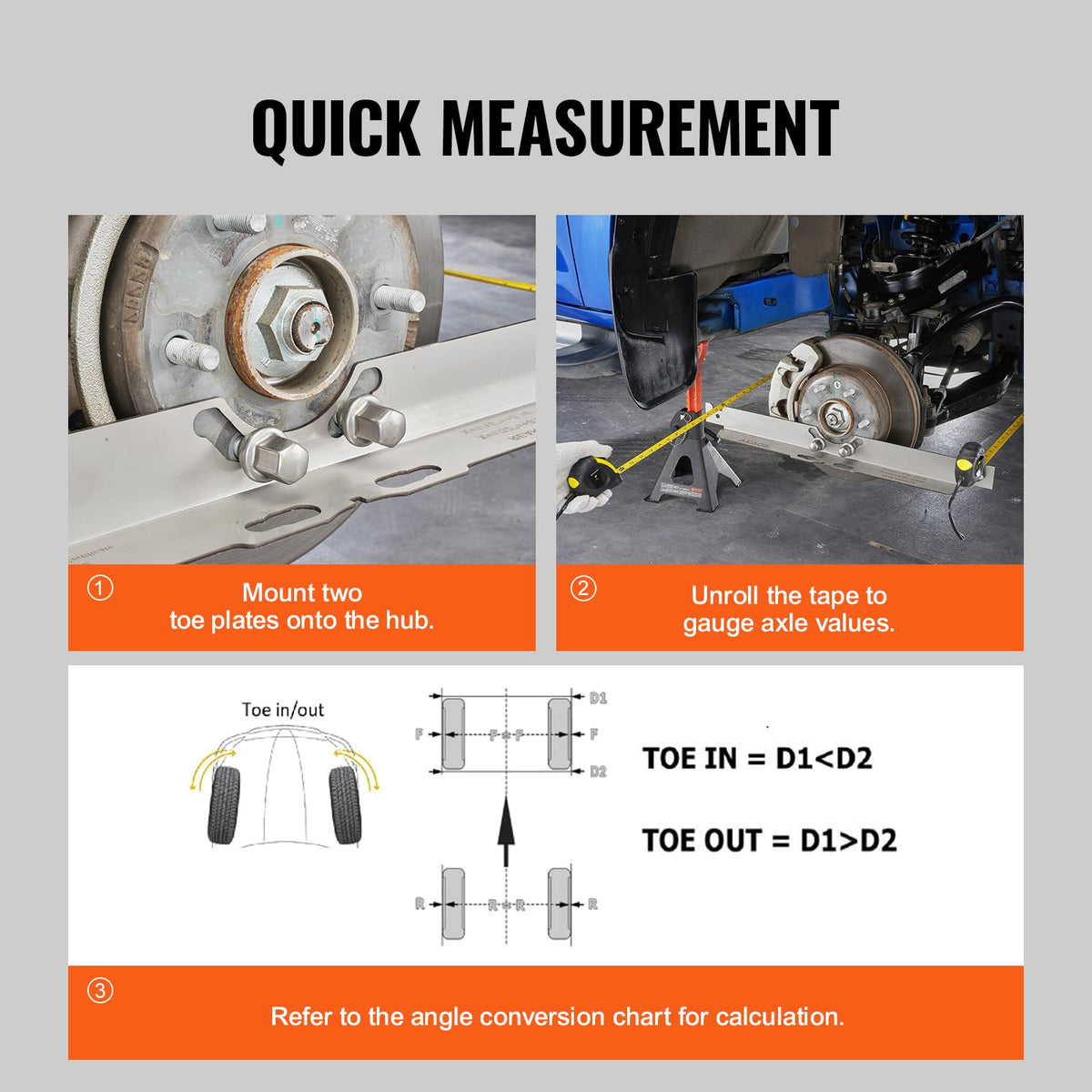 VEVOR measuring in progress with one person using anti-fall slots for secure tapes