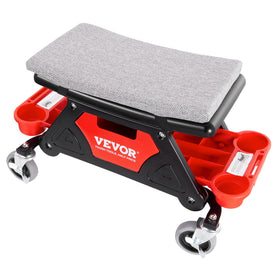 VEVOR stool with included partition trays and stickers laid out for setup