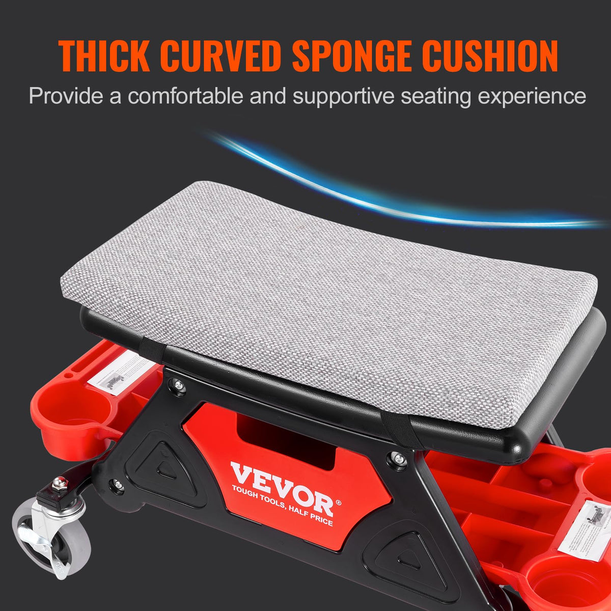VEVOR stool with all three tool trays extended for organized access