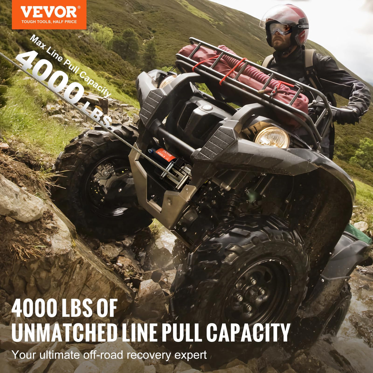 VEVOR motor and planetary gear assembly close-up showing durable power delivery benefit