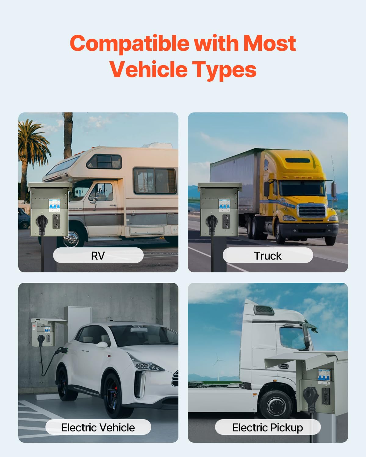 VEVOR mounted on RV exterior illustrating easy campsite hookup convenience