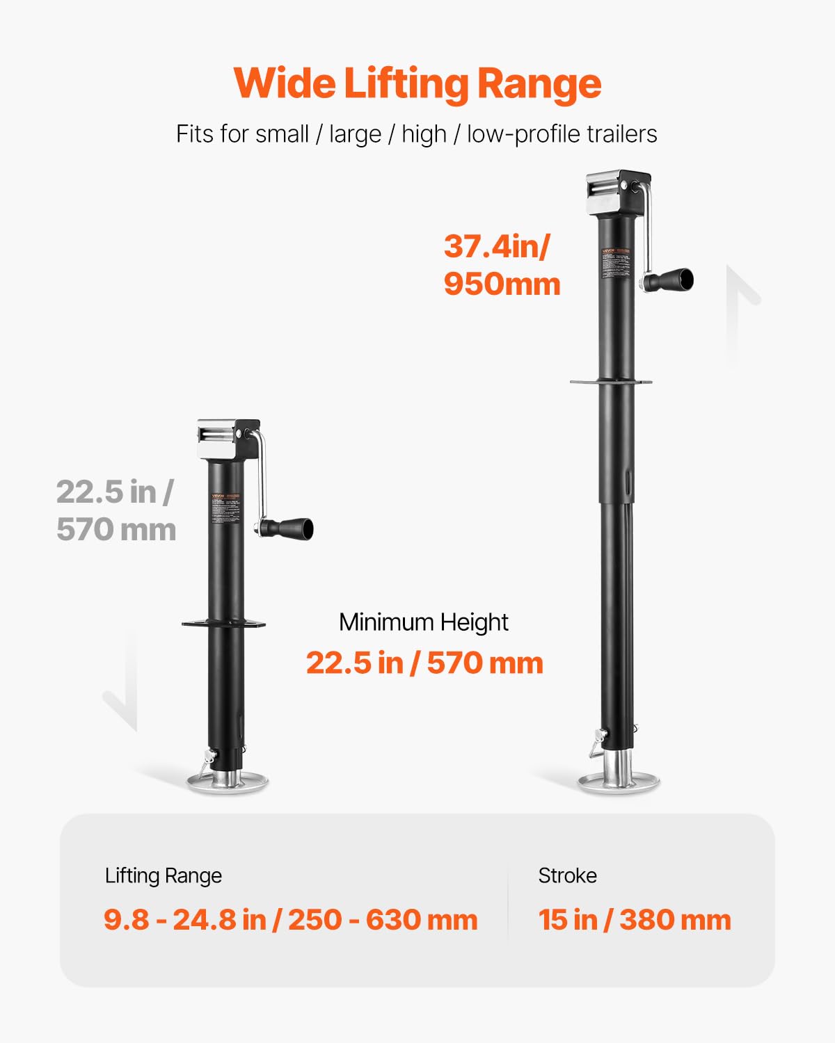 VEVOR mounting base and hardware detail for secure bolt or weld installation
