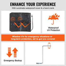 VEVOR mounting rotation hole detail showing 90° install option to avoid tailgate interference