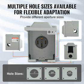 VEVOR array of pre-punched knockouts highlighting flexible conduit options