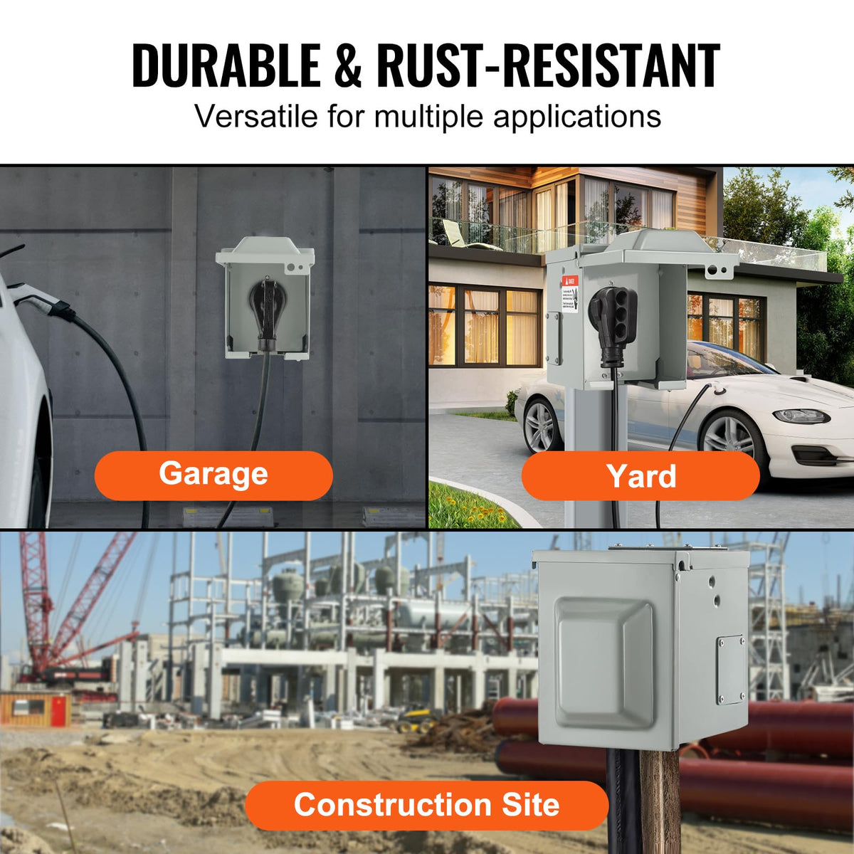 VEVOR box mounted on exterior wall illustrating durable outdoor mounting