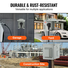 VEVOR box mounted on exterior wall illustrating durable outdoor mounting