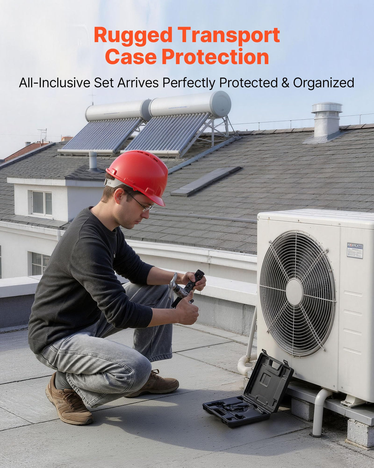 VEVOR rugged toolbox open with tool and accessories neatly organized for protection