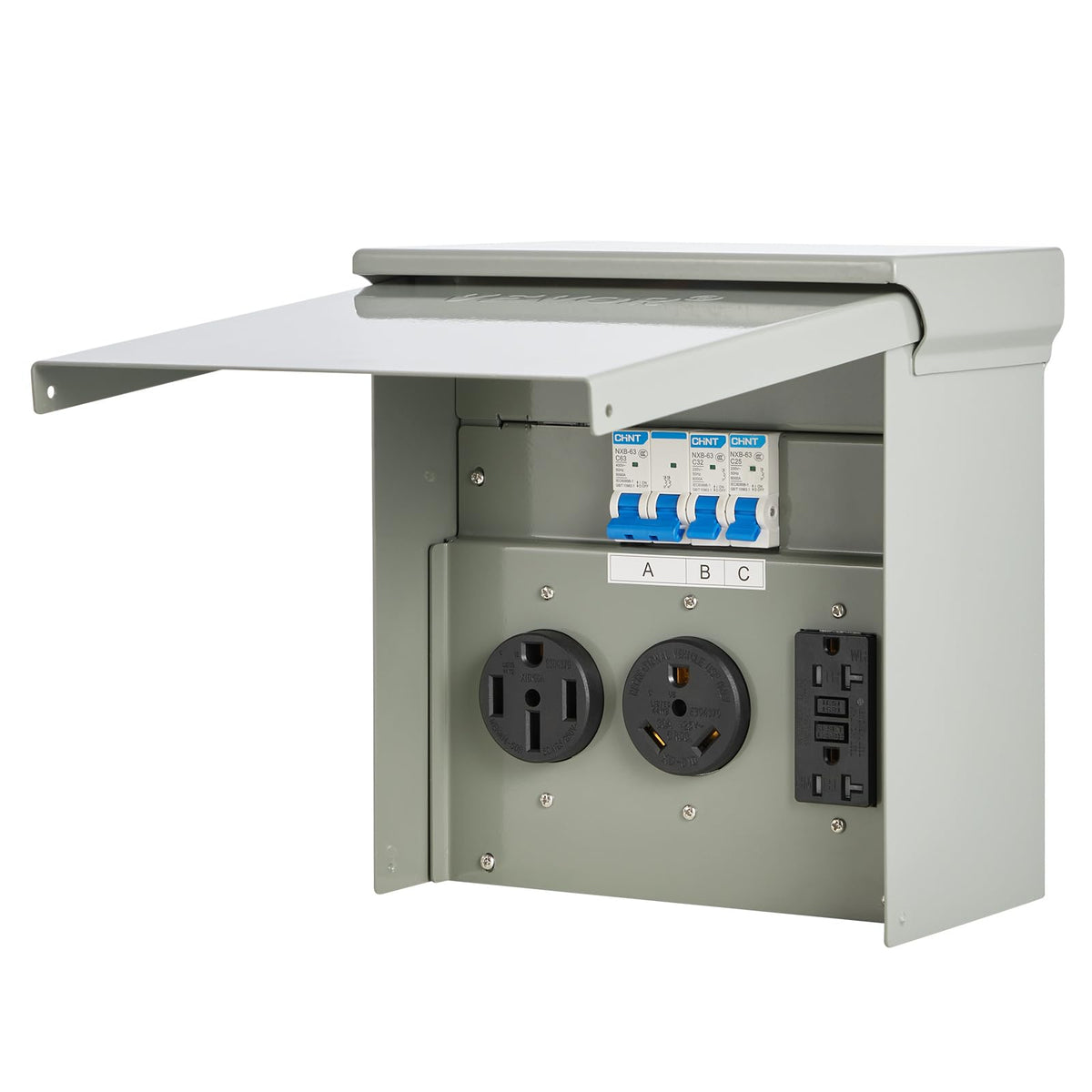 VEVOR panel in an outdoor setup powering appliances at a tailgate or worksite