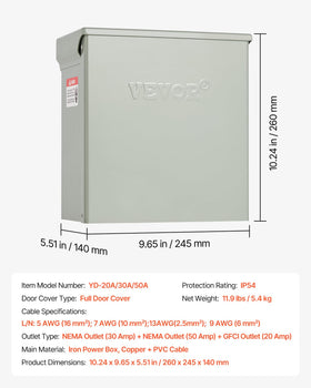 VEVOR weather-seal detail showing IP54-rated edges and splash protection for outdoor use