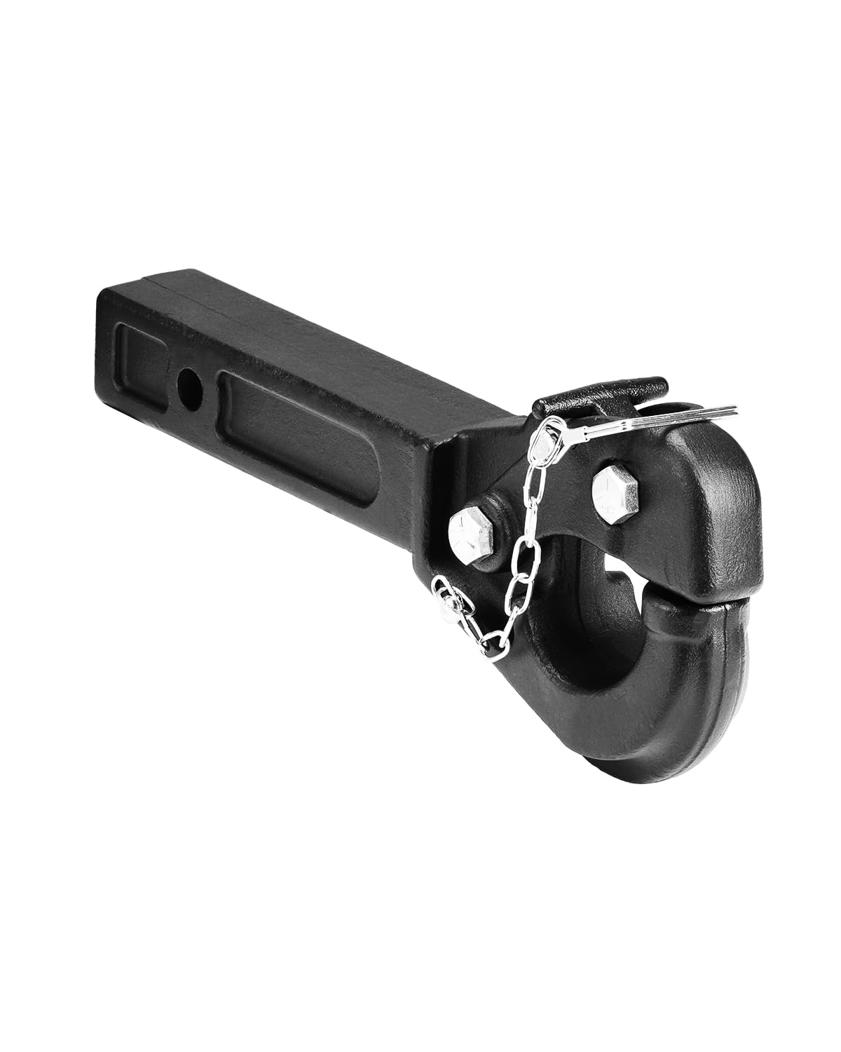 VEVOR pintle hook front view showing sturdy hook and receiver, indicating reliable towing strength