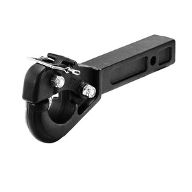VEVOR pintle hook next to tape measure, conveying accurate scale and dimensions
