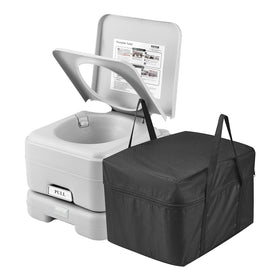 VEVOR portable toilet front view showing compact design and easy transport