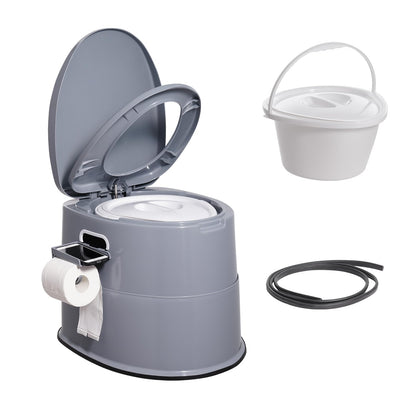 VEVOR front view of portable toilet showing compact design and easy transport benefit