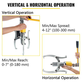 VEVOR puller removing a wheel hub illustrating powerful 15T extraction force