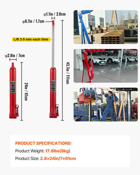 VEVOR height comparison showing adjustable range for varied lift points