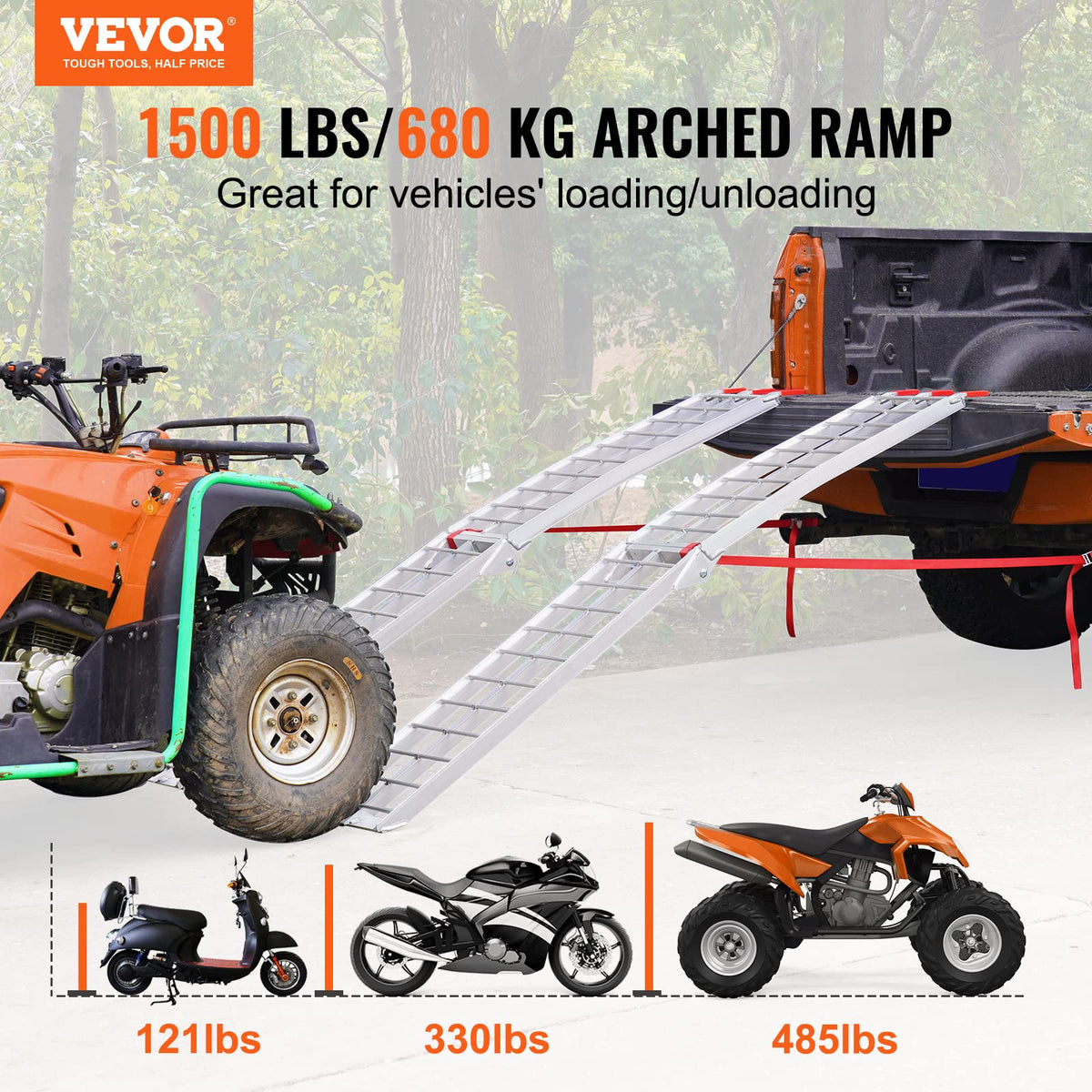 VEVOR ramp folded compact for easy transport and space-saving storage