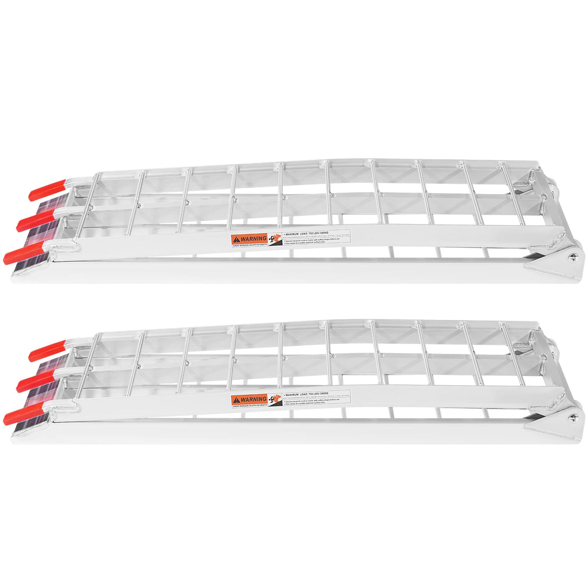 VEVOR ramps stored vertically in garage showcasing compact storage convenience