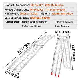 VEVOR ramp set against truck bed showing secure attachment angle and stability